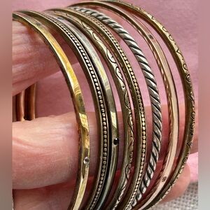 Beautiful Lot of  8 sterling silver bangles in a variety of colors and designs
